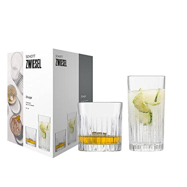 SCHOTT ZWIESEL 8er Gläserset Stage, jeweils 4 geradlinige Longdrinkgläser und Whiskygläser mit Relieff, spülmaschinenfeste Kristallgläser (Art.-Nr. 121882), Kristall im Sale